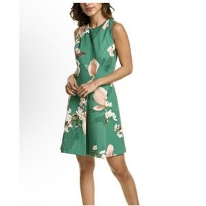 NEW Ted Baker skater dress neoprene floral green size 1 US Size 4